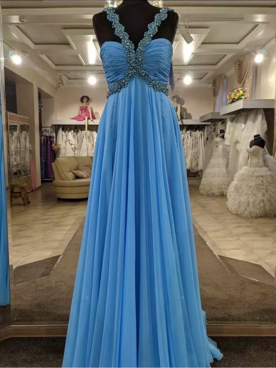 Sherri Hill Sky Blue Beaded Prom Gown - Worn Once - Size 8
